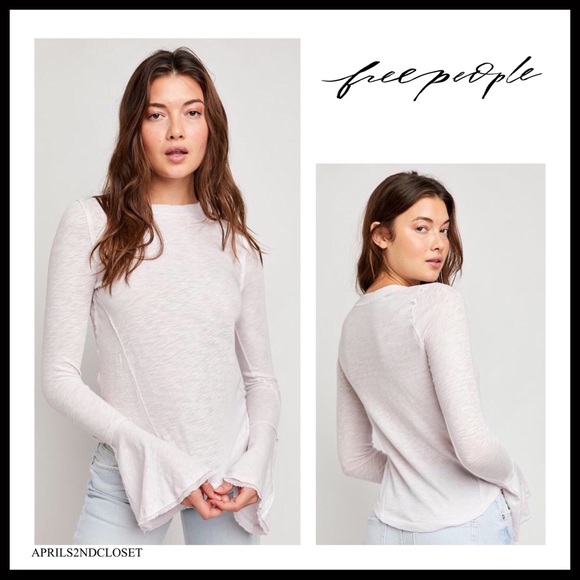 FREE PEOPLE BOHO TOP LONG SLEEVES KNIT PULLOVER TEE A2C - Picture 8 of 14